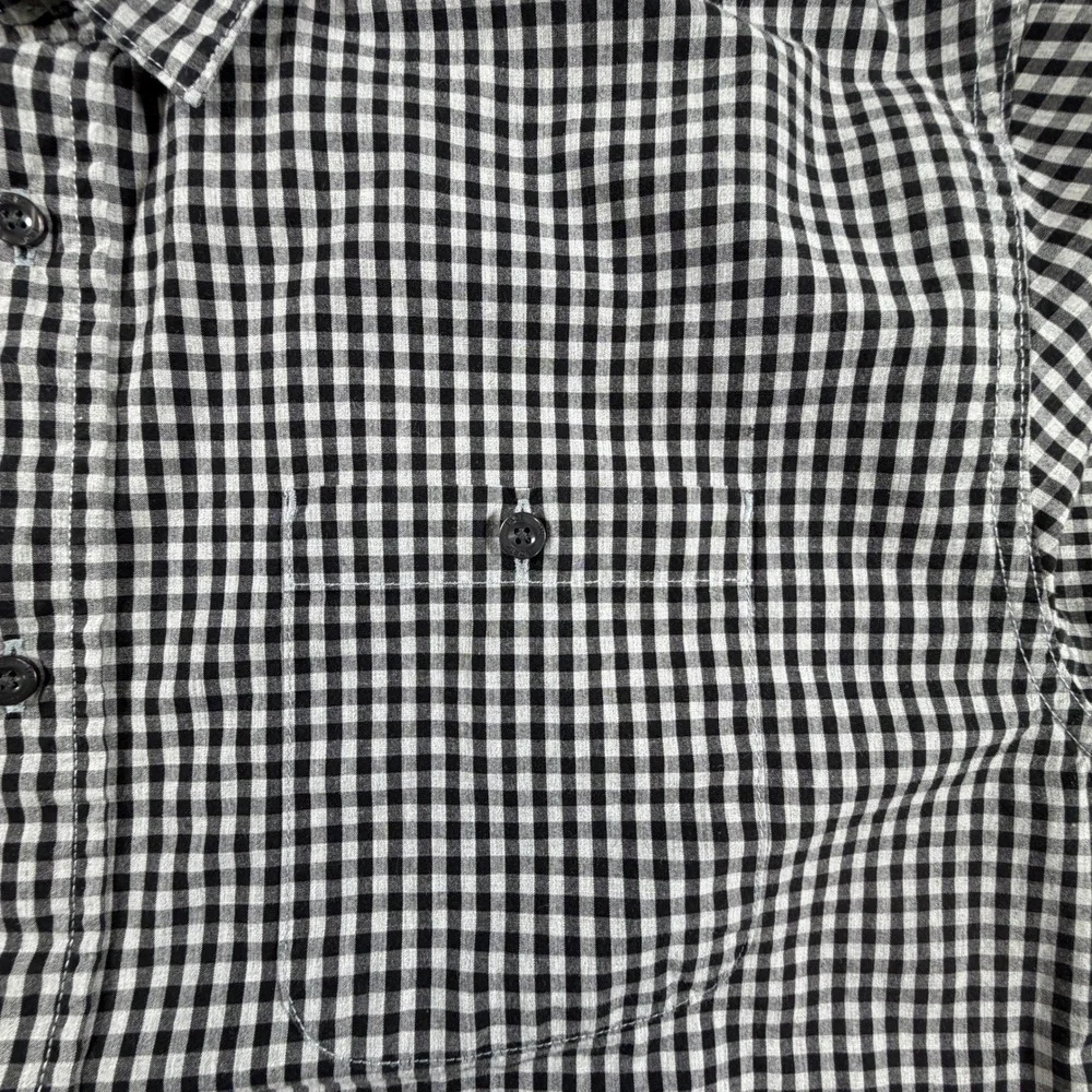 The North Face Mens XXL Gingham Check Long Sleeve Button Down Shirt Black White